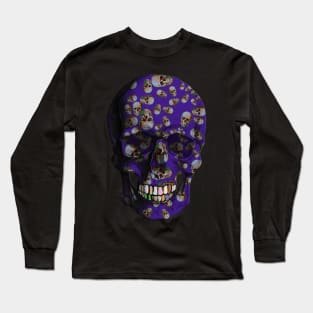 Happy Skull Random Pattern (Purple) Long Sleeve T-Shirt